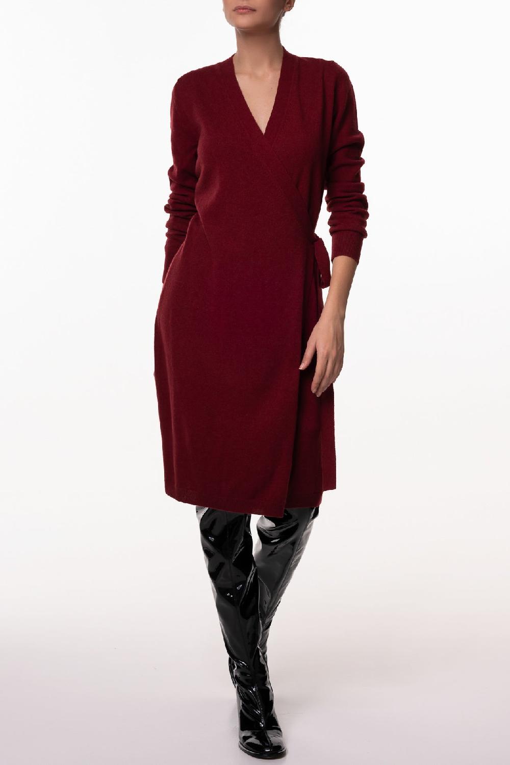 Rhea Costa Amani V-Neck Wrap Midi Dress In Cuir De Russie