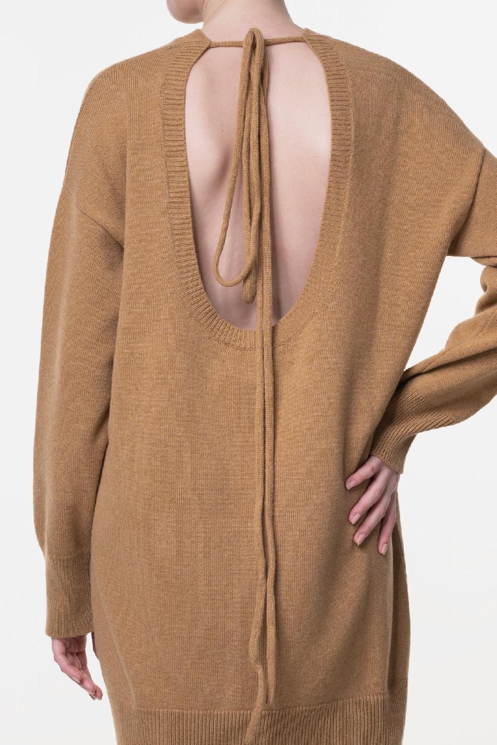 Rhea Costa Aniel Open Back Wool And Cashmere-blend Dress