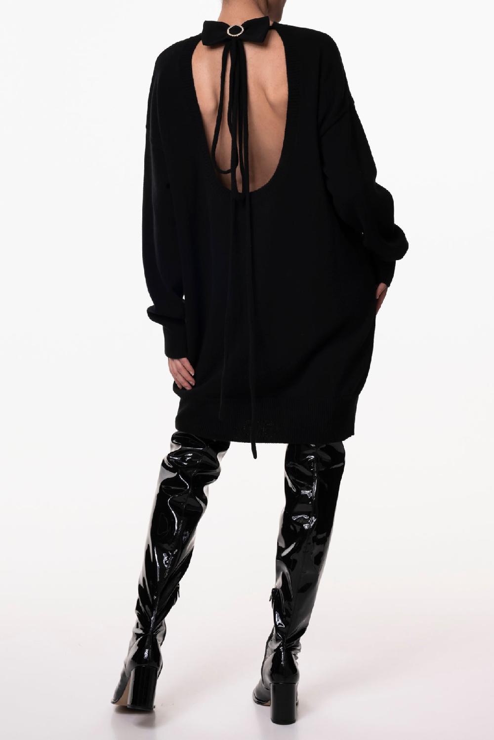 Rhea Costa Aniel Open Back Wool And Cashmere-blend Dress