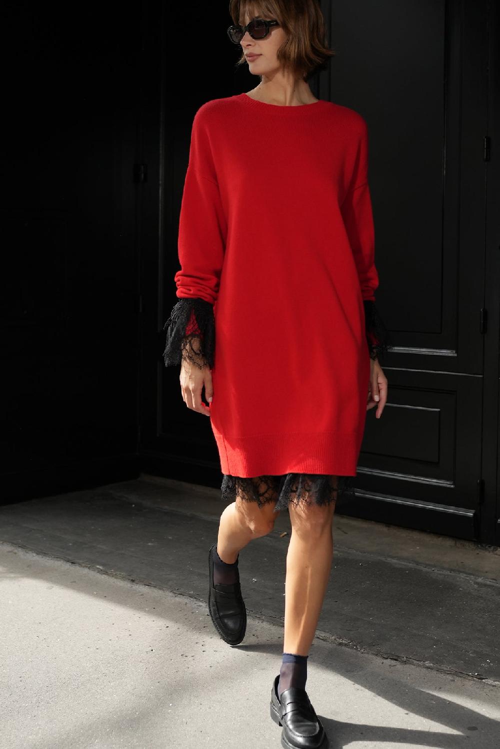 Rhea Costa Aniel Open Back Wool And Cashmere-blend Dress