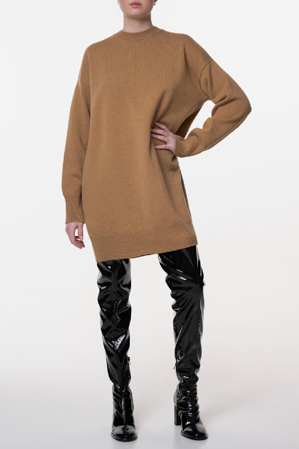 rhea costa Aniel Open Back Wool and Cashmere-blend Dress