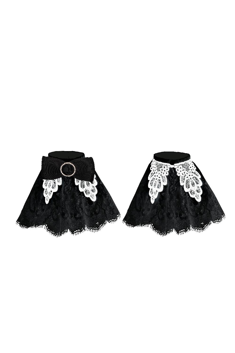 rhea costa Anne Ruffled Lace Cuffs In Black and Ivory