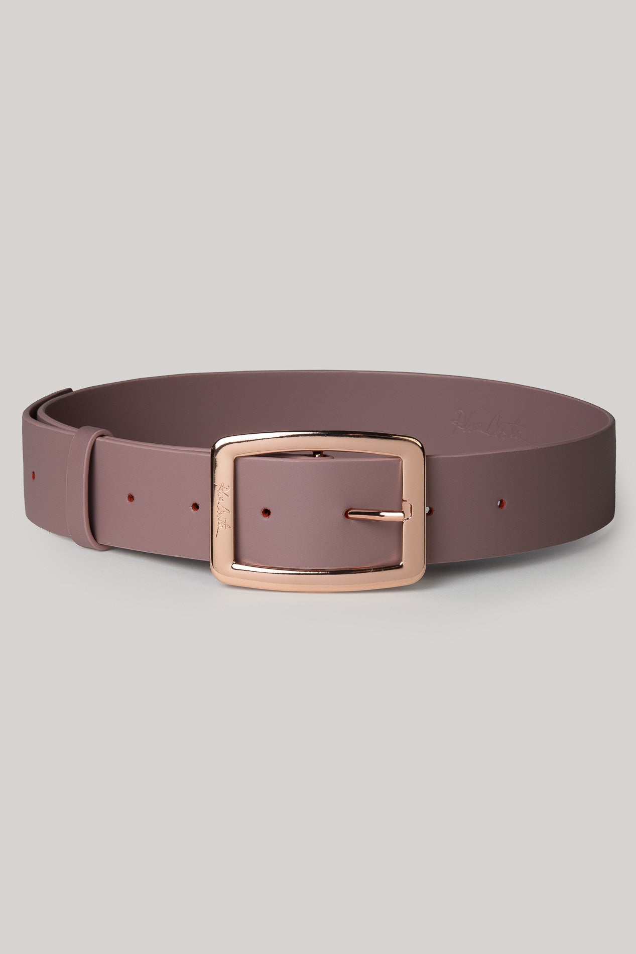 rhea costa Archway Aubergine Leather Waist Belt With Rose Gold Buckle