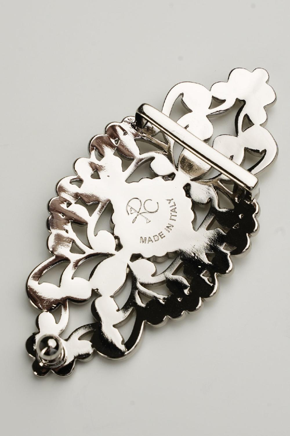 Rhea Costa Baroque Aubergine Leather Waist Belt With Silver Buckle