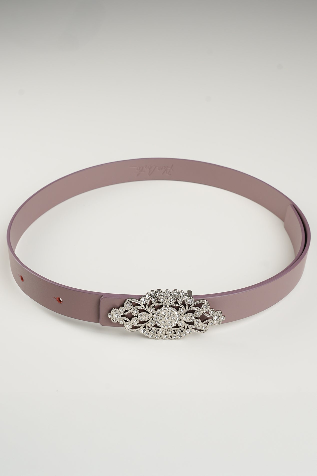rhea costa Baroque Aubergine Leather Waist Belt With Silver Buckle