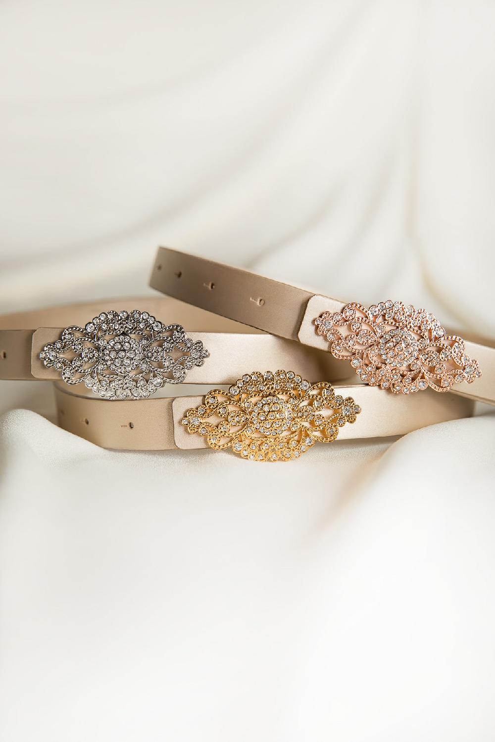 Rhea Costa Baroque Gold Leather Waist Belt With Gold Buckle