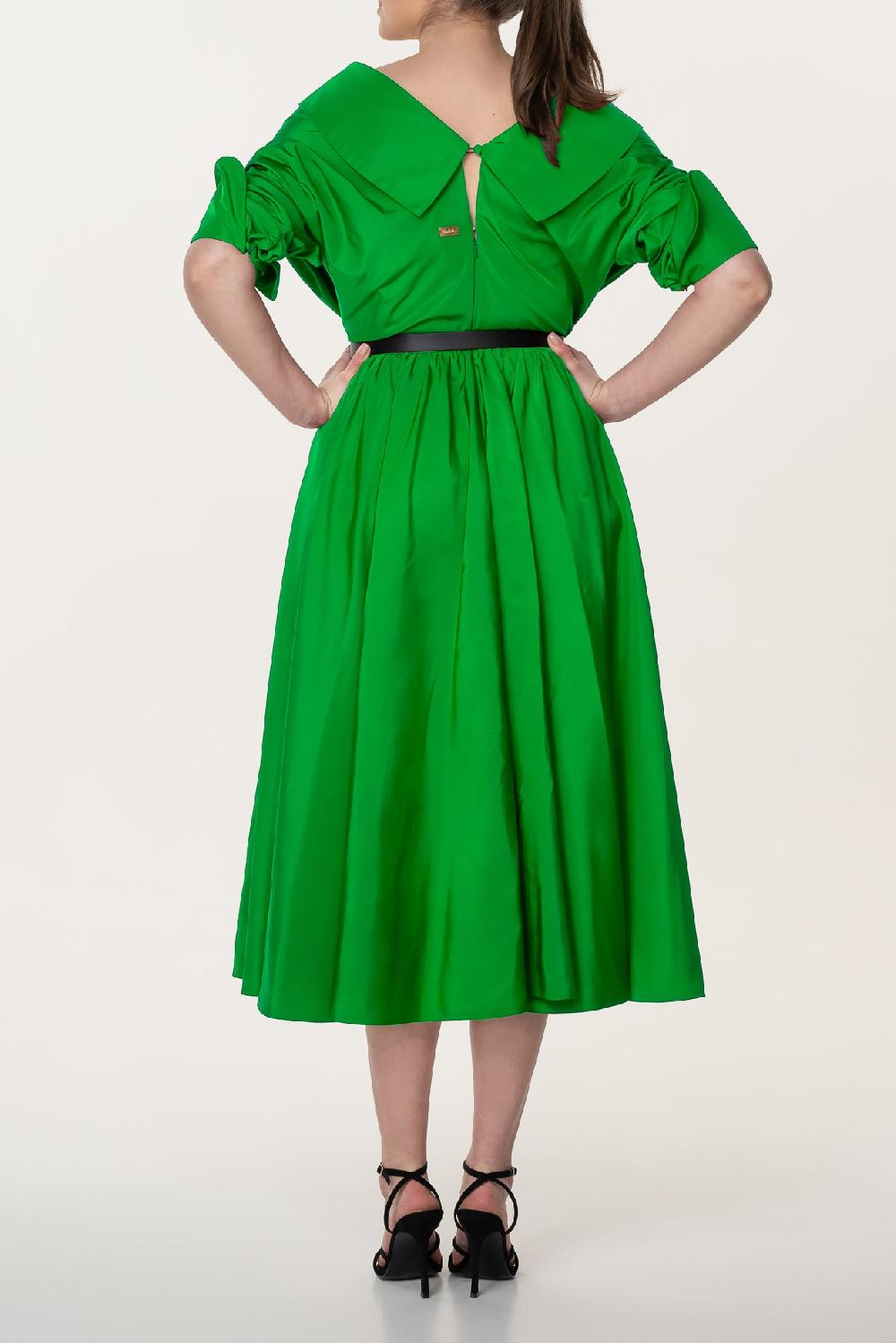 Rhea Costa Carrie Taffeta Midi Dress In Spring-Green