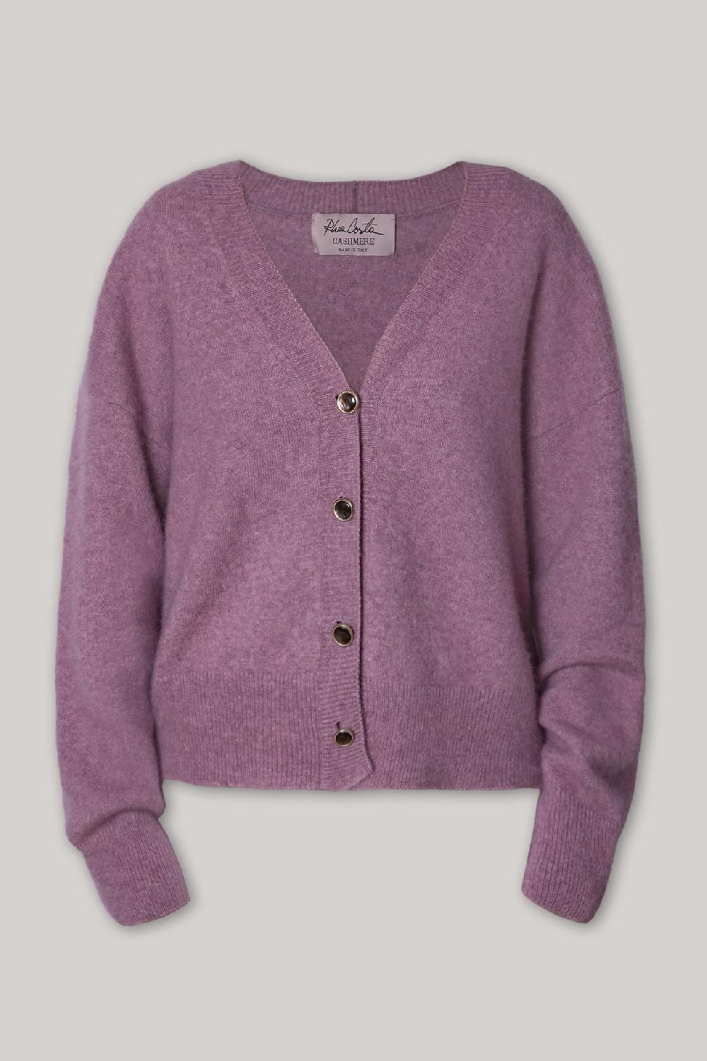 Rhea Costa Cassiel Cashmere And Silk-blend Cardigan In Lilla