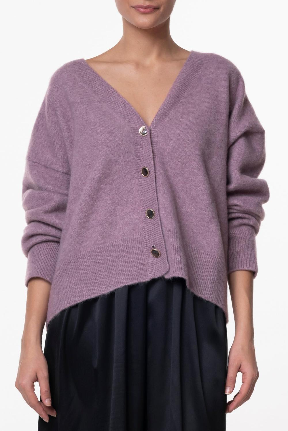 rhea costa Cassiel Cashmere and Silk-blend Cardigan In Lilla