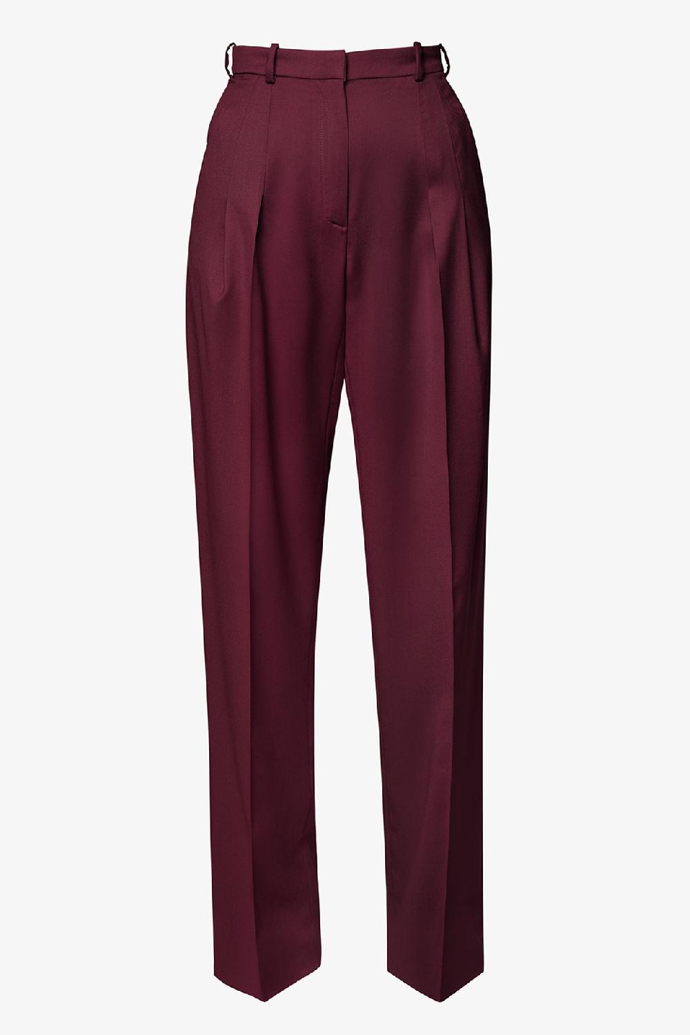 rhea costa Cosmopolitan Wide Wool Pants in Burgundy