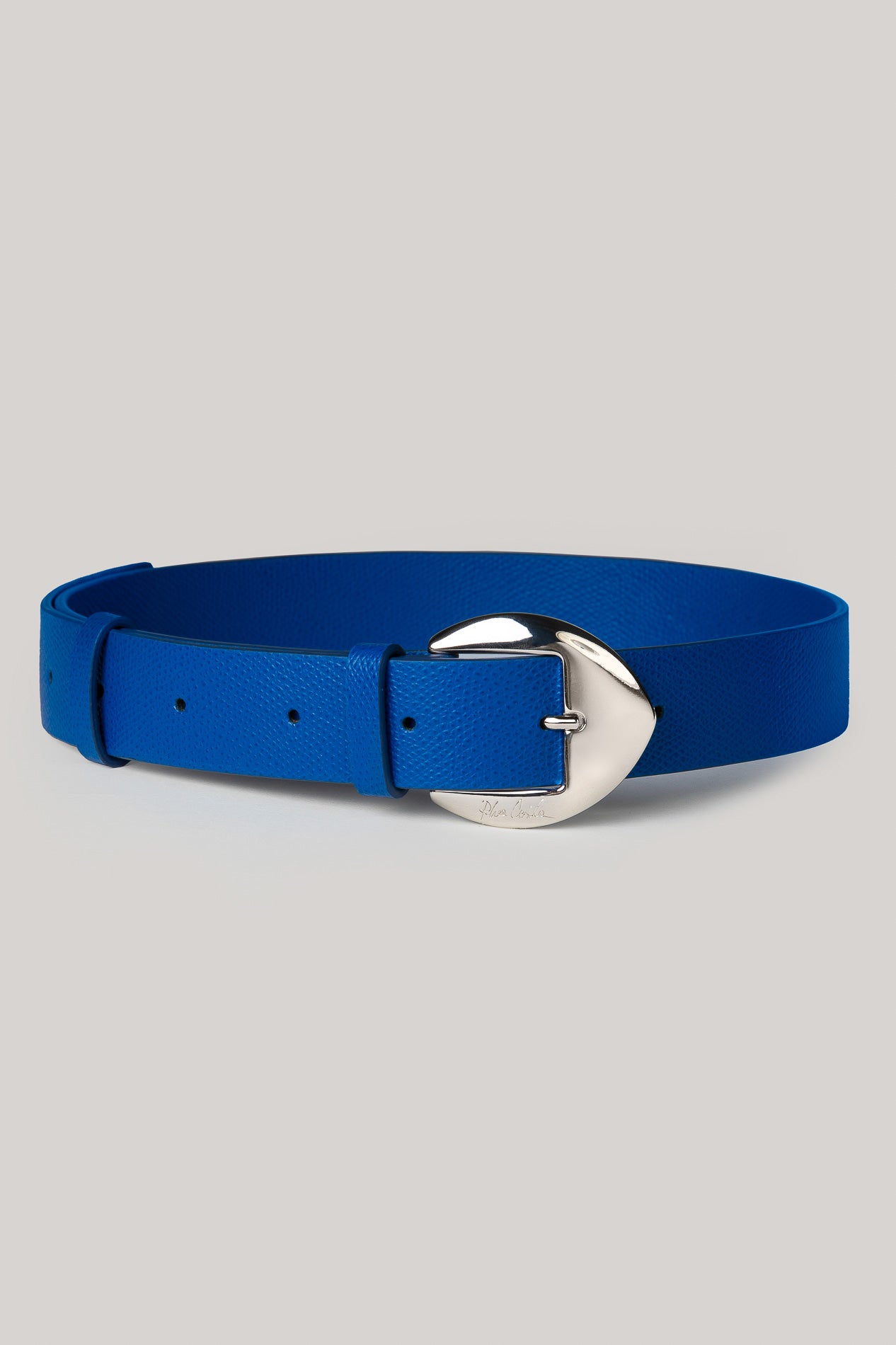 rhea costa Cupidelle Leather Waist Belt Sapphire With Silver Buckle