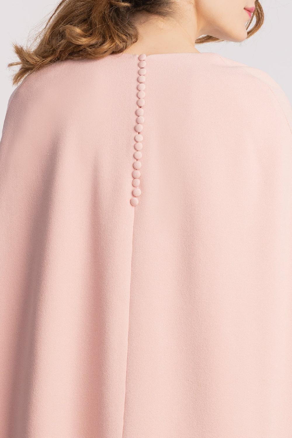 Rhea Costa Dalia Cape-Effect Light Pink Short Dress