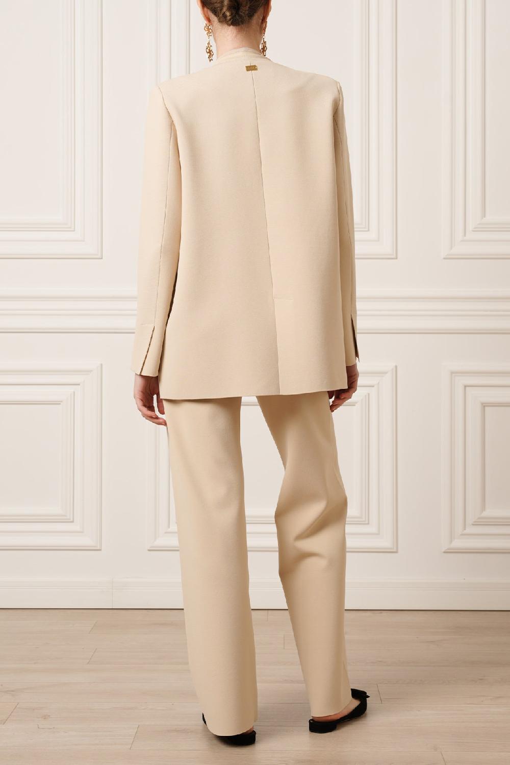 Rhea Costa Dona Jersey Double-Breasted Jacket In Beige