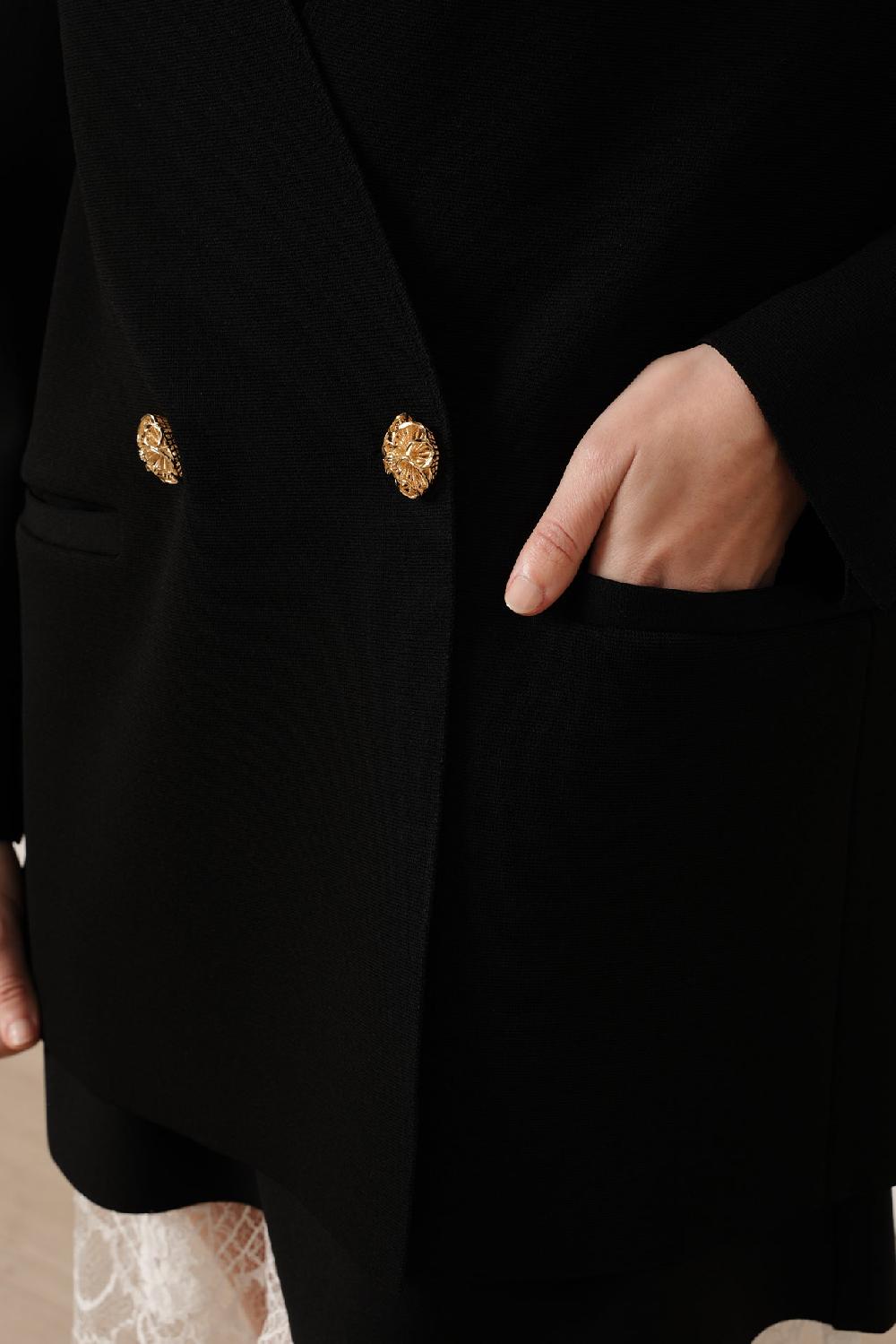 Rhea Costa Dona Jersey Double-Breasted Jacket In Black