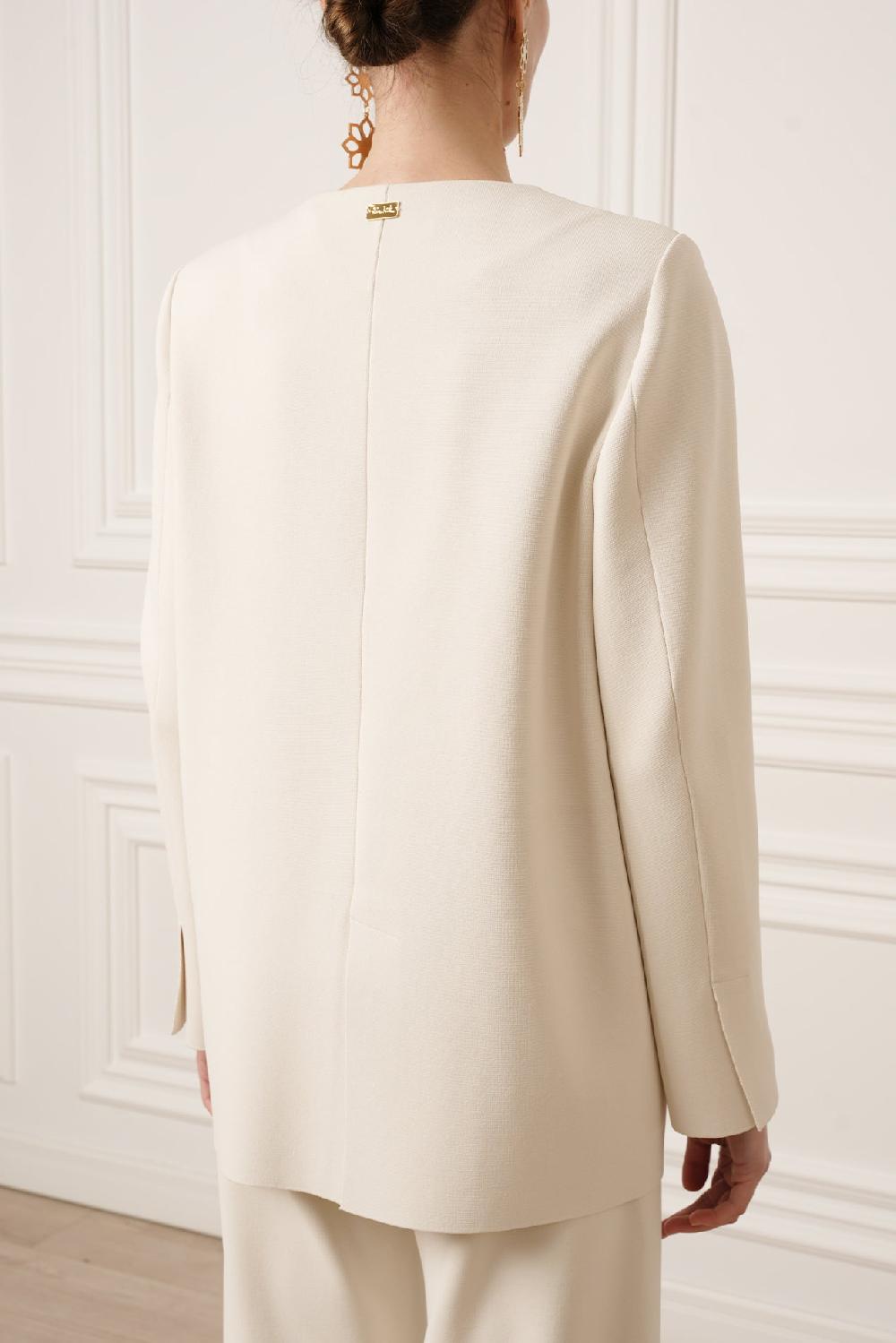 Rhea Costa Dona Jersey Double-Breasted Jacket In Off-White