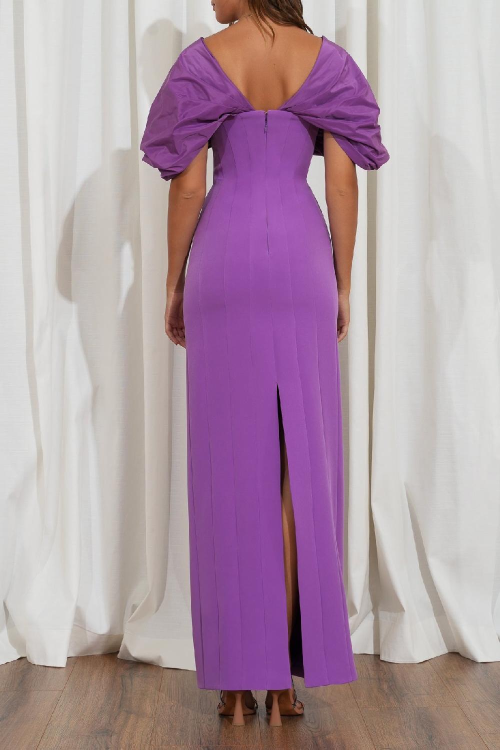 Rhea Costa Everlyn Lavander Crepe And Taffeta Dress