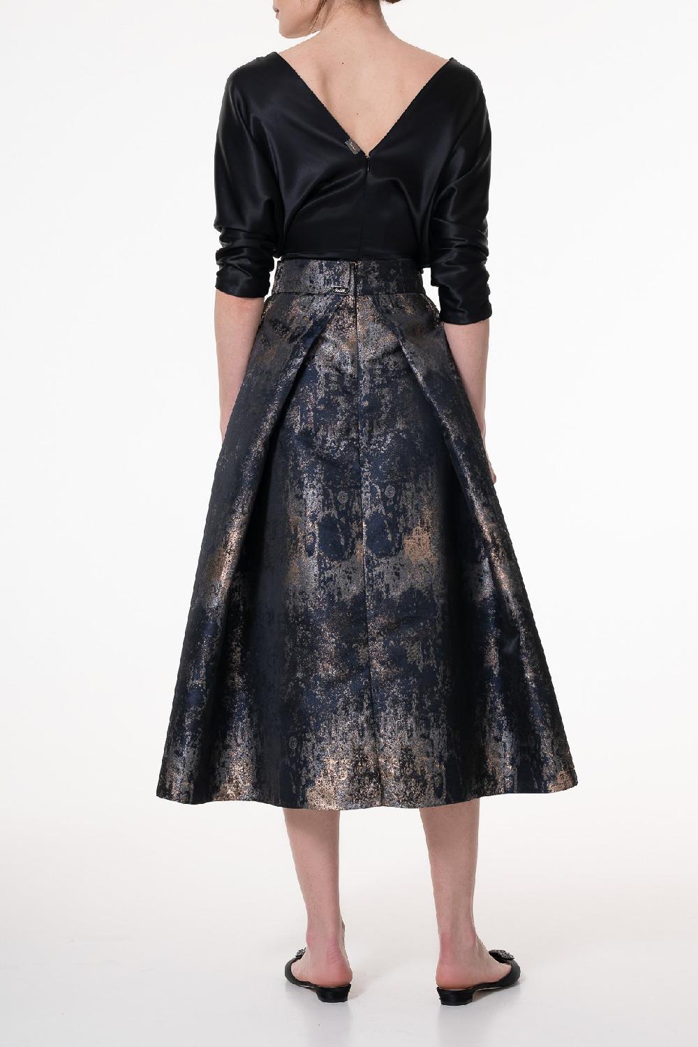 Rhea Costa Jasmine Structured Jacquard Skirt In Galaxy-Blue