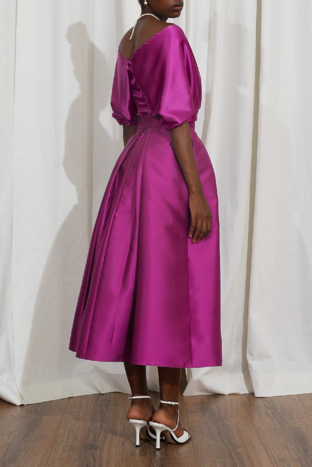 Rhea Costa Jasmine Structured Mikado Skirt In Amethyst