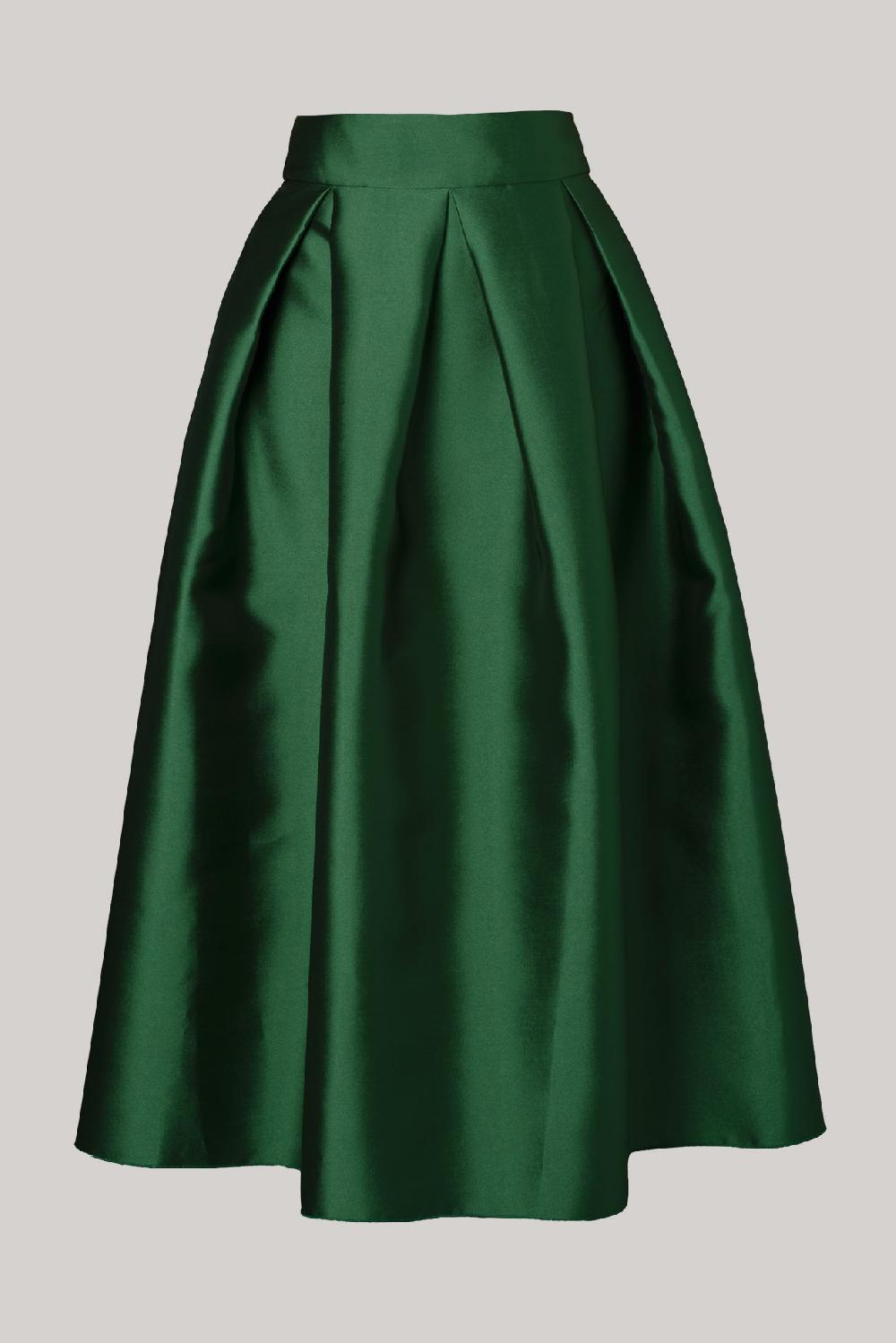 rhea costa Jasmine Structured Mikado Skirt In Emerald