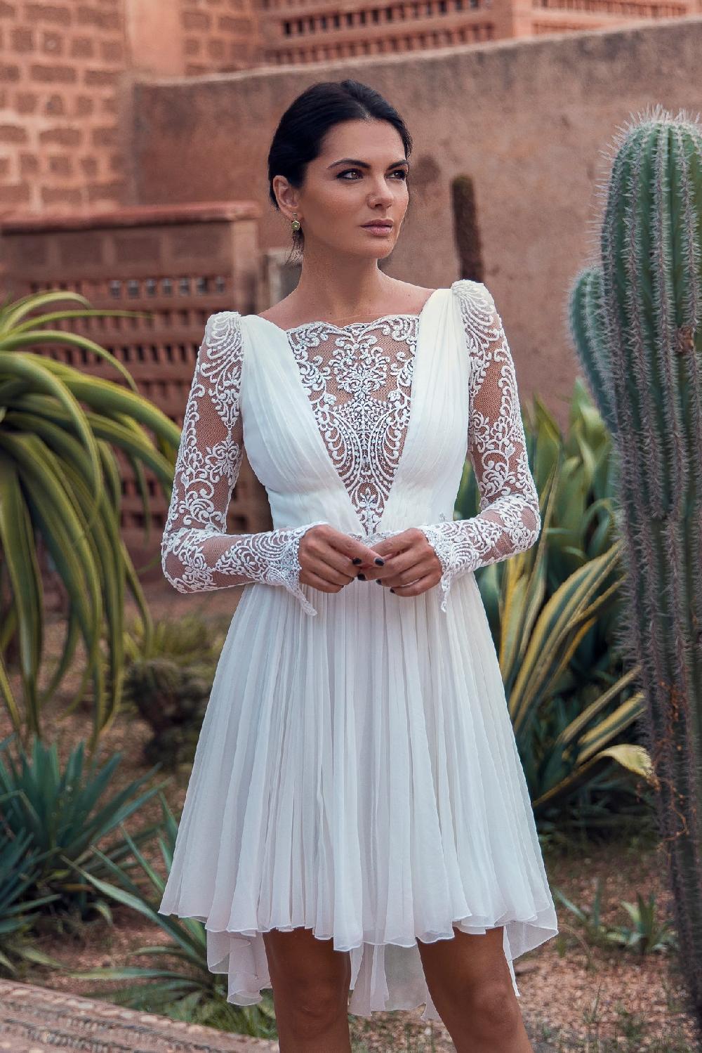 Rhea Costa Joelle Ivory With Crystals Boho Short Dress