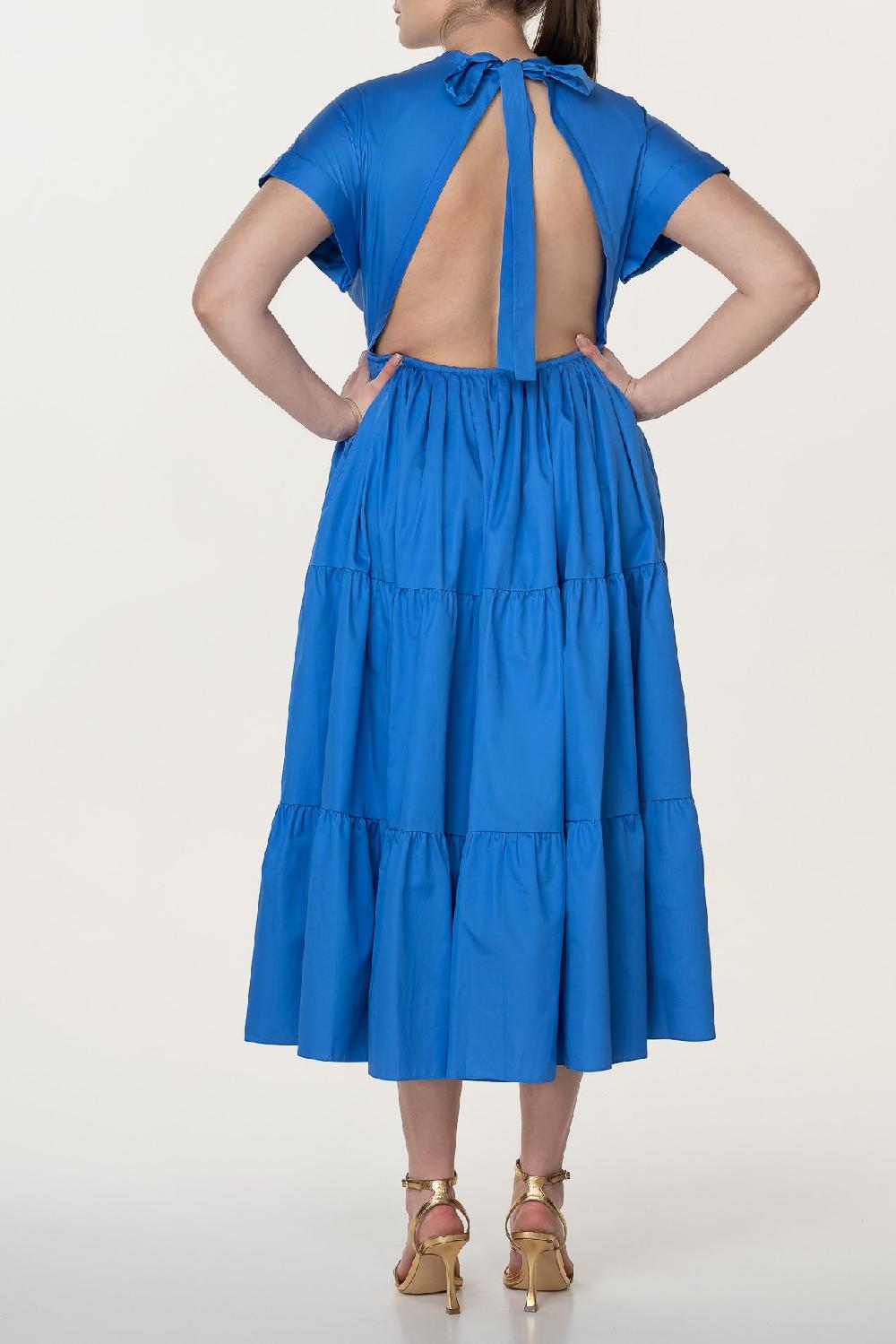 Rhea Costa Joy Open Back Cotton Dress In Electric-Blue