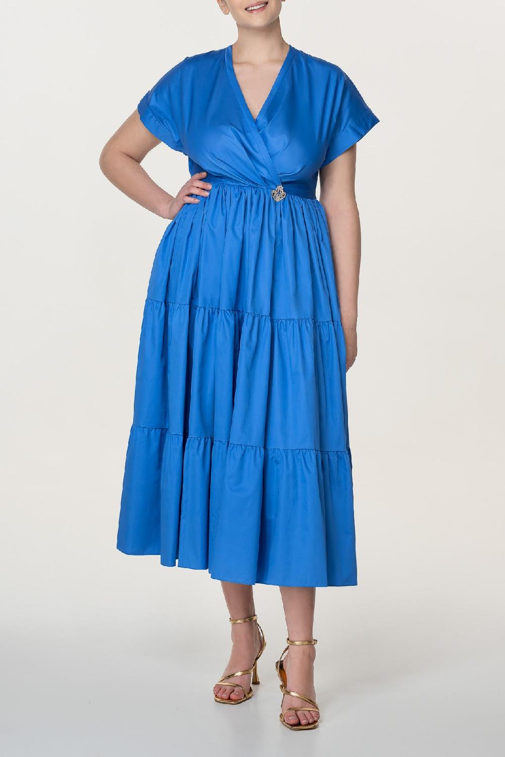 rhea costa Joy Open Back Cotton Dress In Electric-Blue
