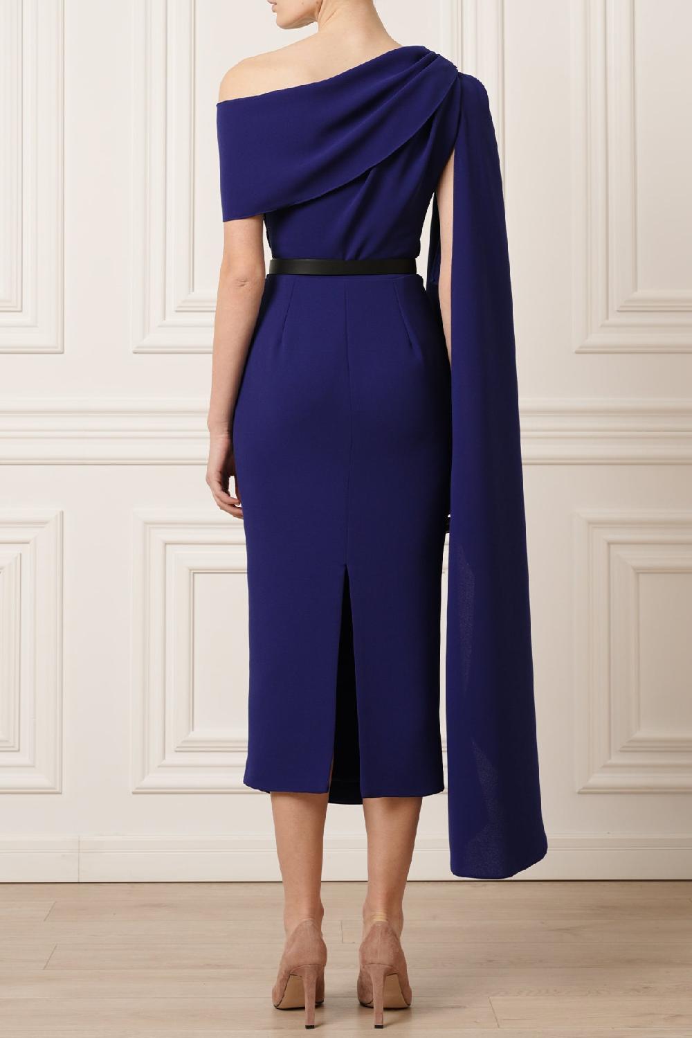 Rhea Costa Karen One-Shoulder Midi Dress In Royal Blue
