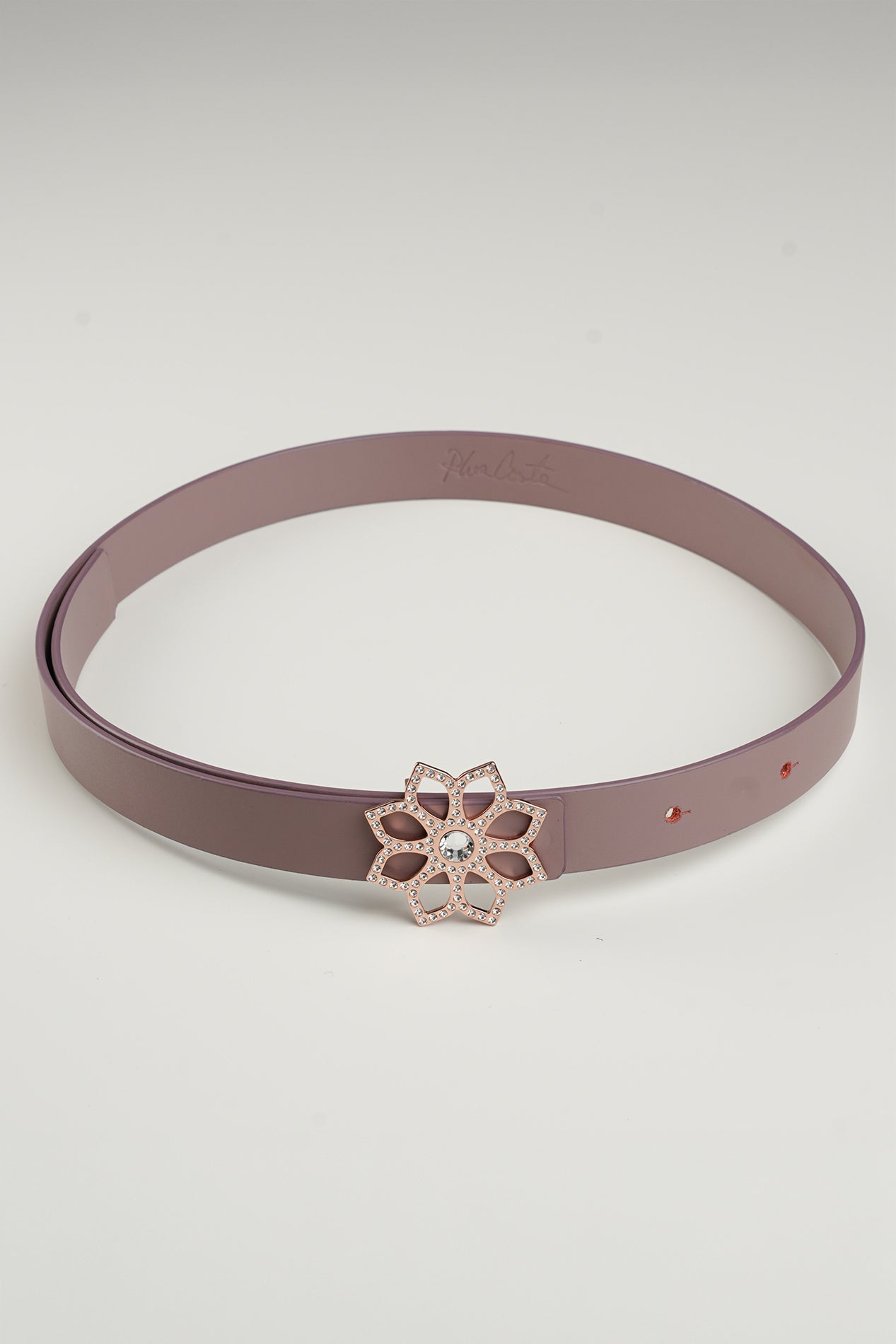 rhea costa Lotus Leather Waist Belt In Aubergine With Rose-Gold Buckle