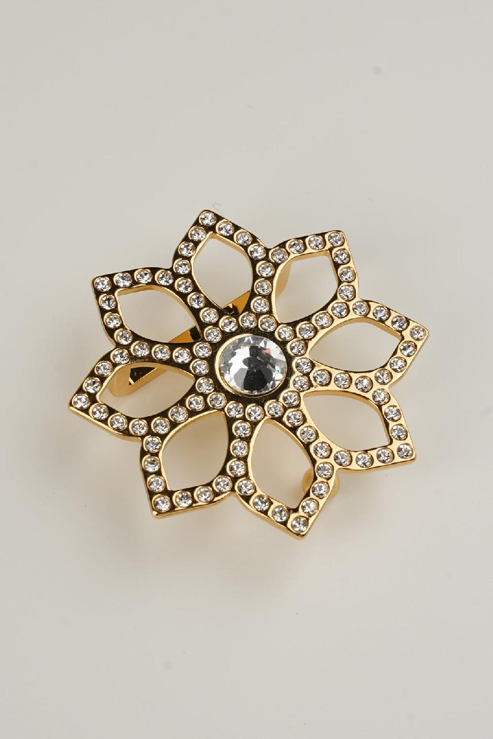 Rhea Costa Lotus Leather Waist Belt In Matte Black With Gold Buckle