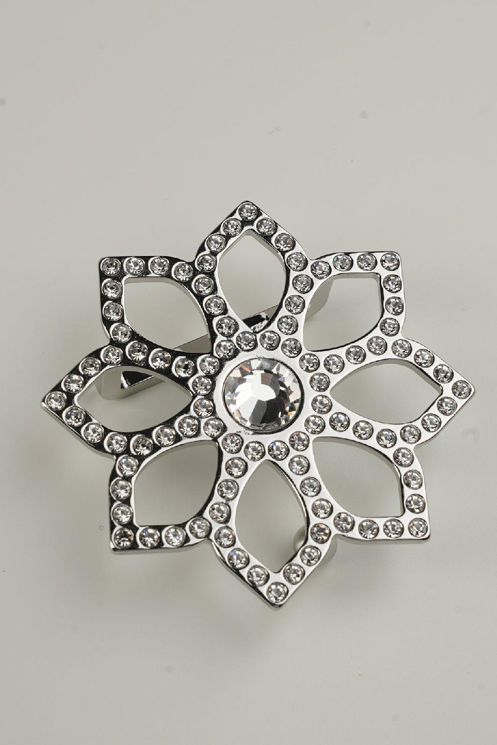 Rhea Costa Lotus Leather Waist Belt In Saffiano Black With Silver Buckle