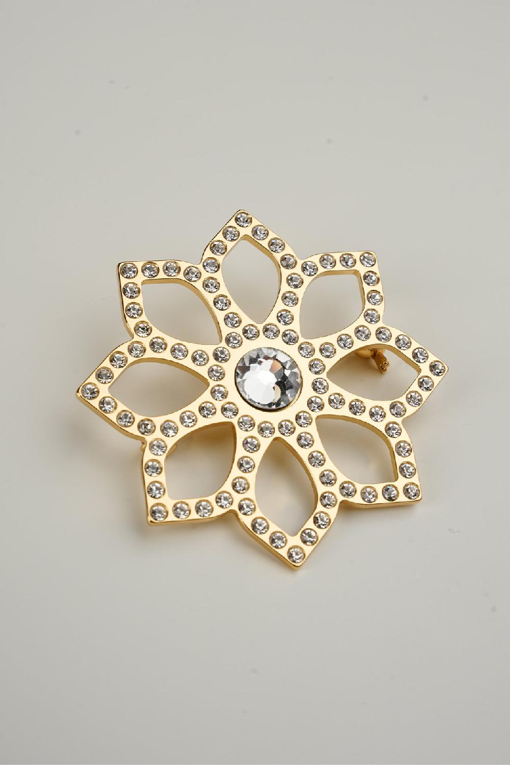 rhea costa Lotus Single Flower Brooch In Gold-Plated