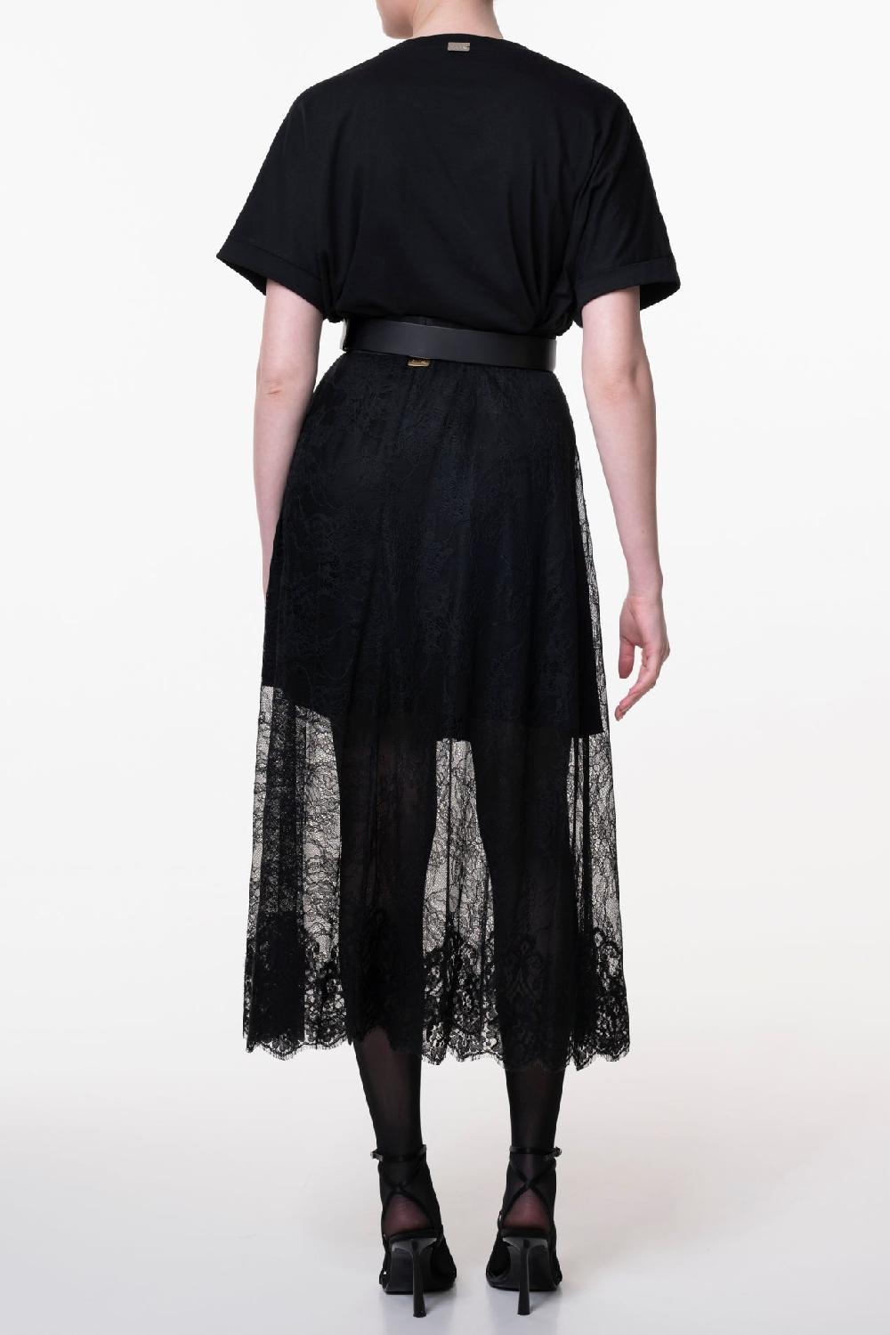 Rhea Costa Midi Lace Black Skirt With Short Underskirt