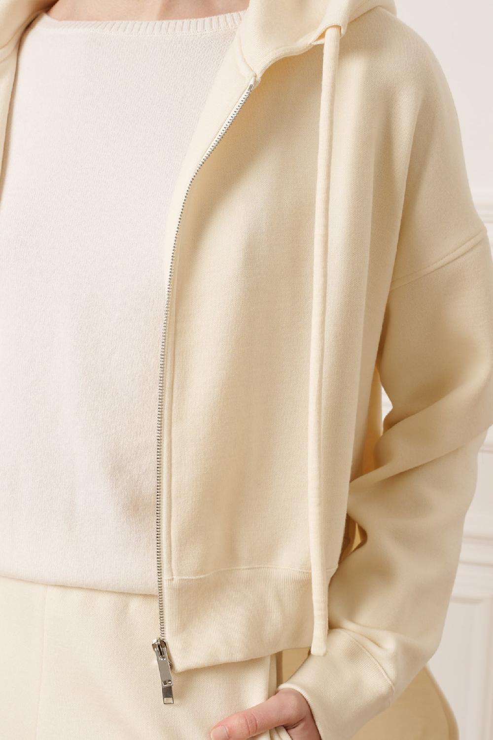 Rhea Costa Nia Jersey Wool Comfort Hoodie In Off-White