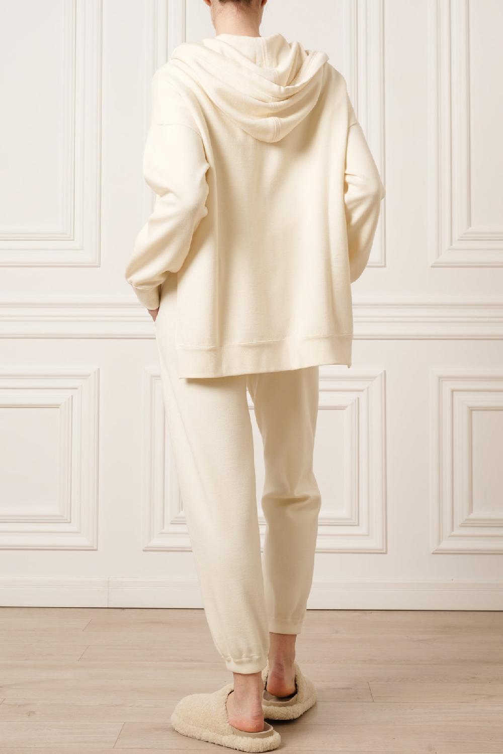 Rhea Costa Nia Jersey Wool Comfort Hoodie In Off-White