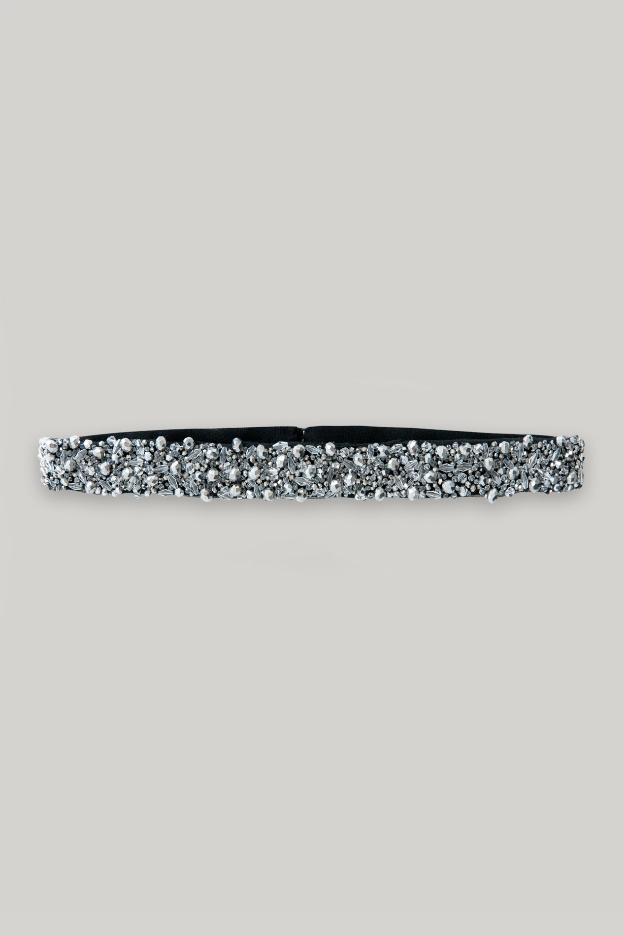 rhea costa Opulent Crystals Embroidered Black Slim Belt