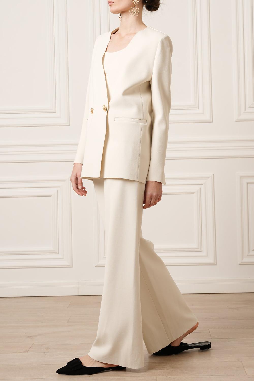 Rhea Costa Pax Viscose Jersey Wide-Leg Pants In Off-White