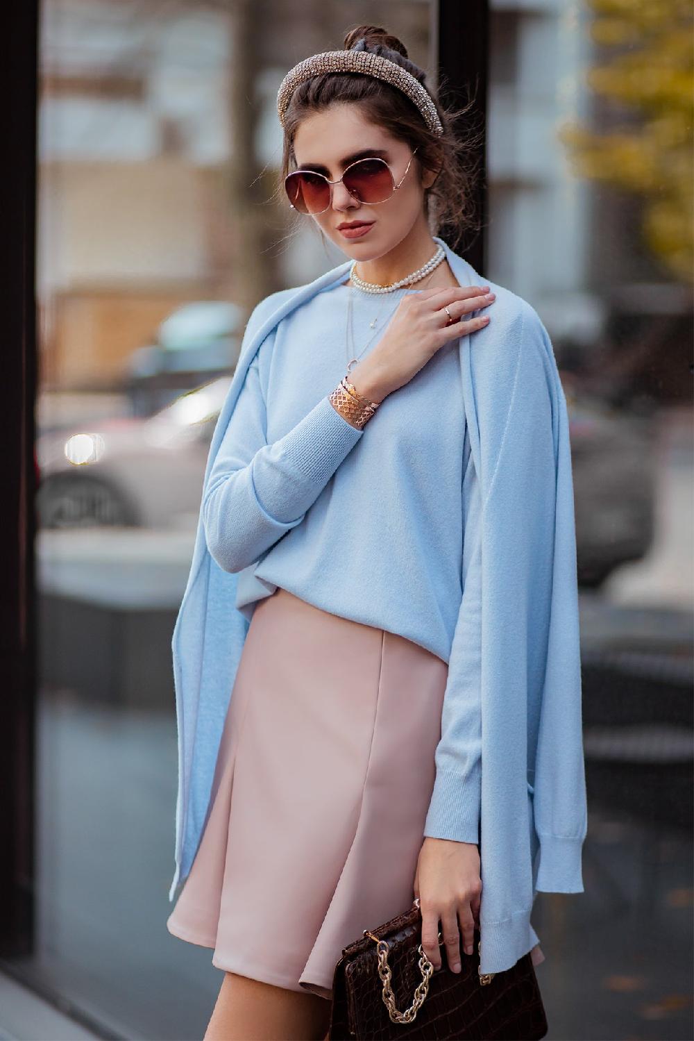 Rhea Costa Rania Boat Neck Cashmere Sweater In Celeste