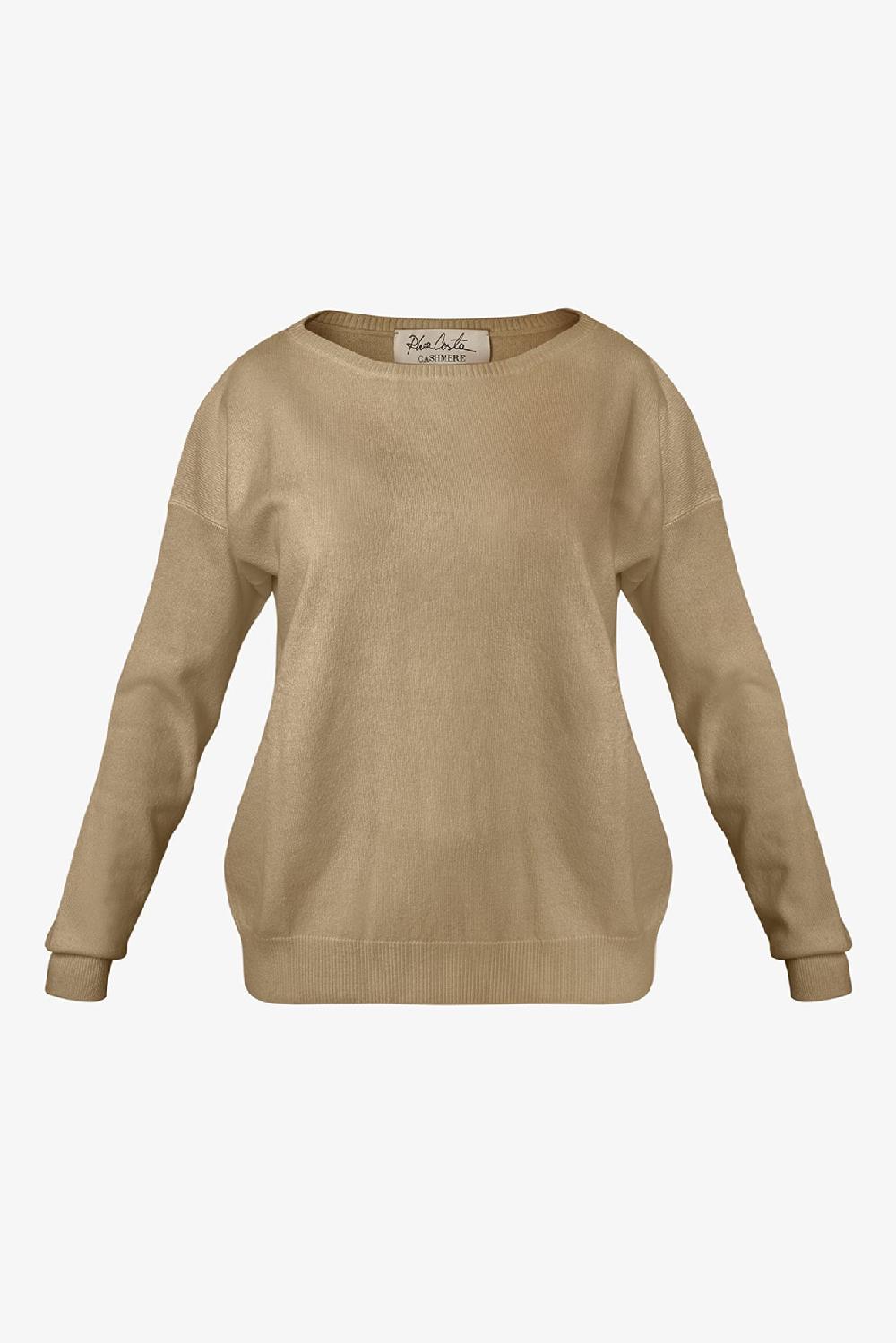 rhea costa Rania Boat Neck Cashmere Sweater In Dune