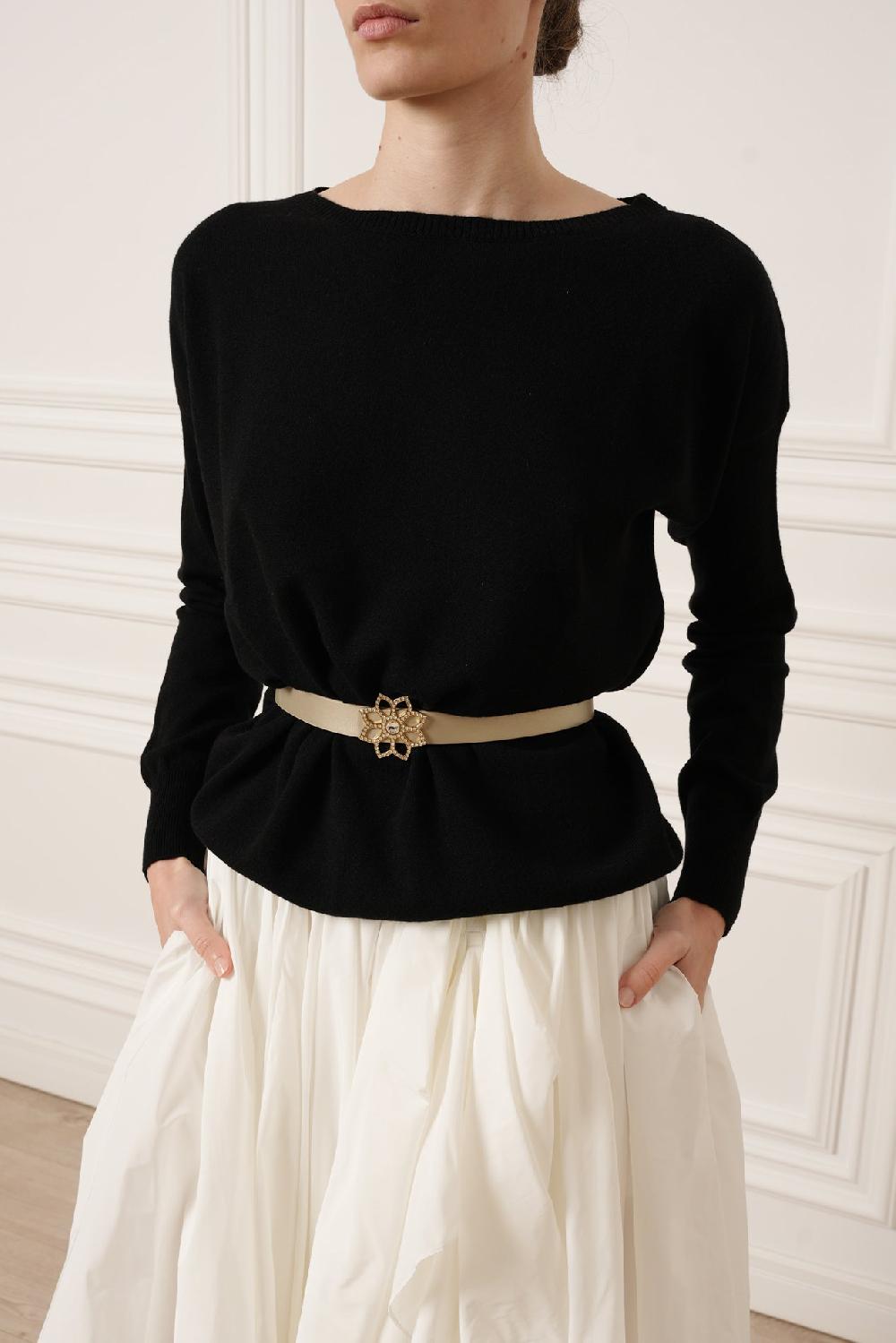 rhea costa Rania Boat Neck Cashmere Sweater In Embassy