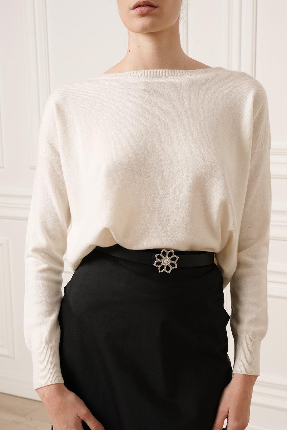 Rhea Costa Rania Boat Neck Cashmere Sweater In Luna