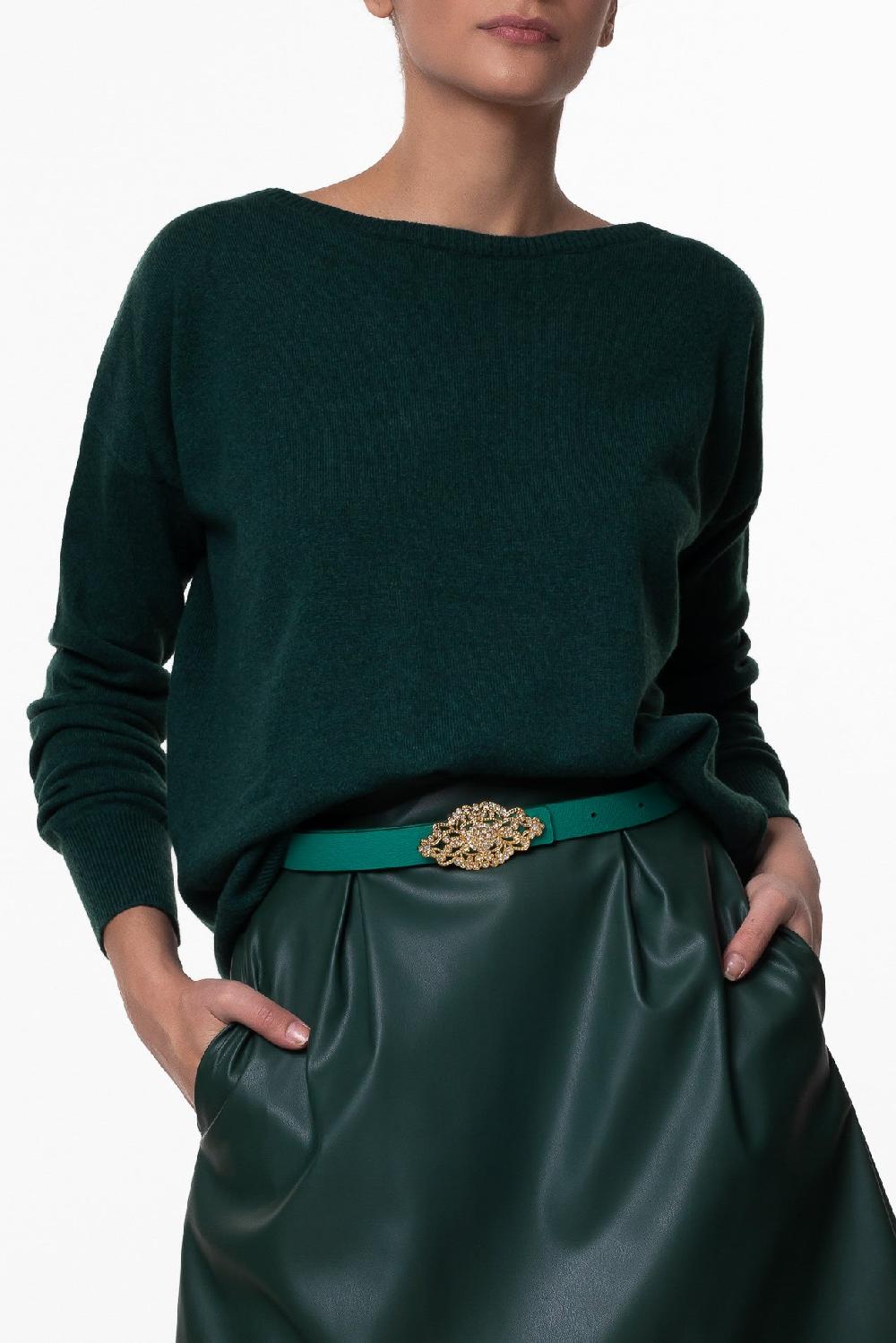 rhea costa Rania Boat Neck Cashmere Sweater In Spruce