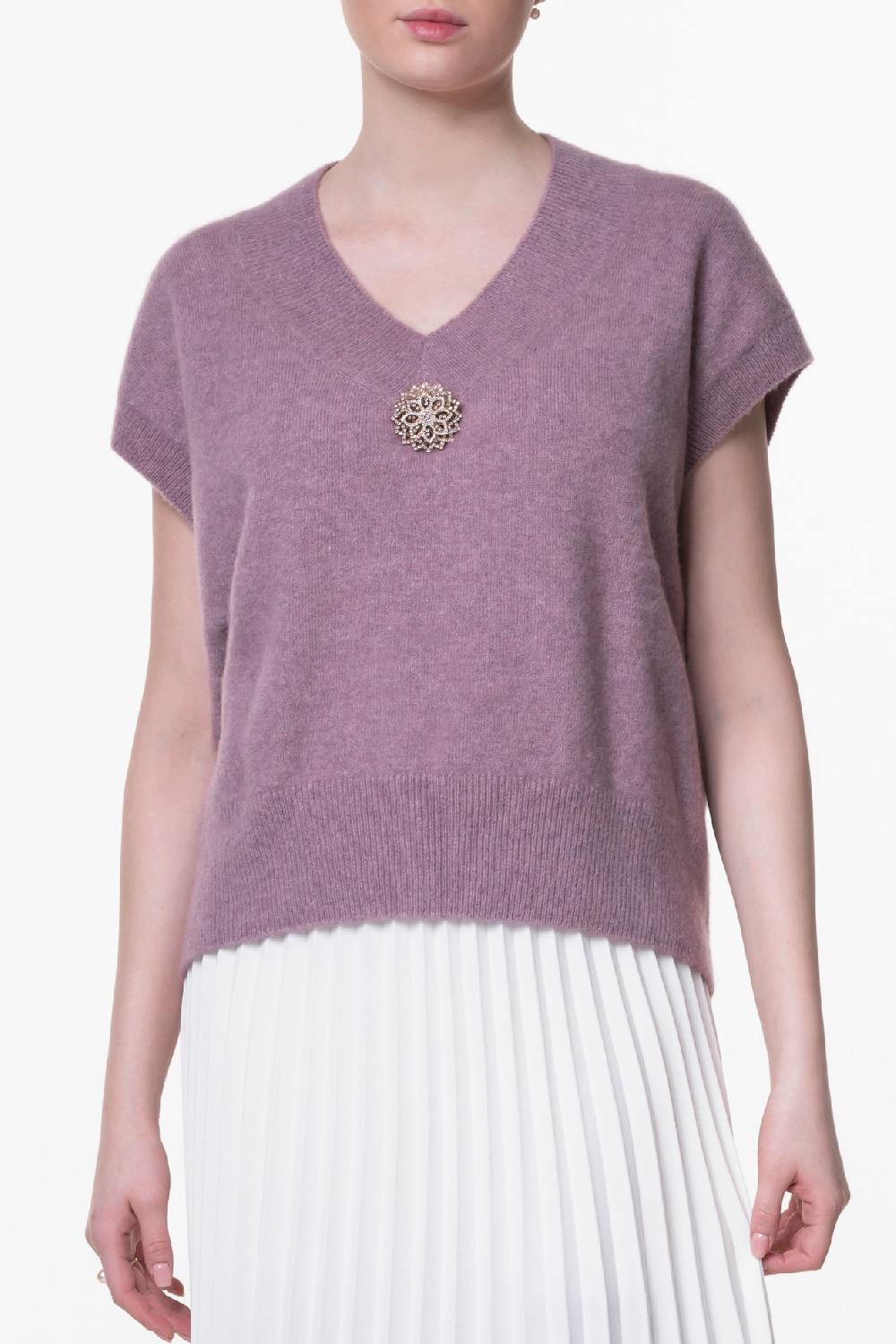 rhea costa Raziel Cashmere and Silk-blend Sweater Vest In Lilla