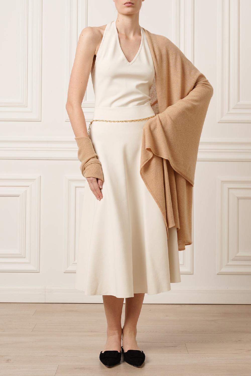 rhea costa Rea Viscose Jersey Midi Skirt In Off-White