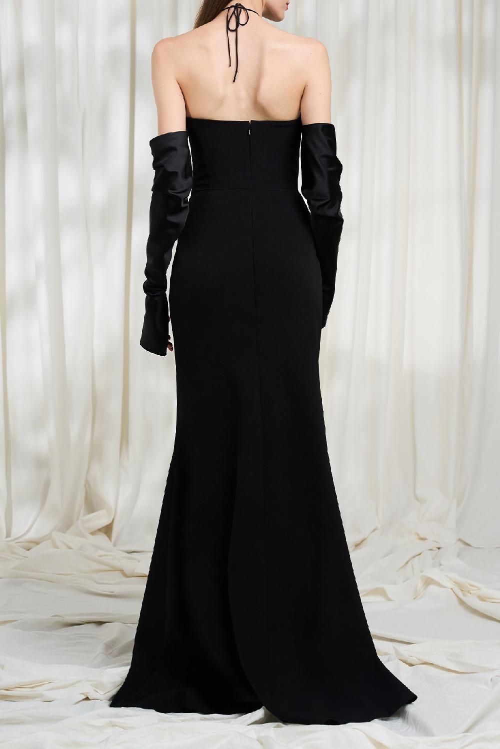 Rhea Costa Aairah Crepe Satin Dress In Black