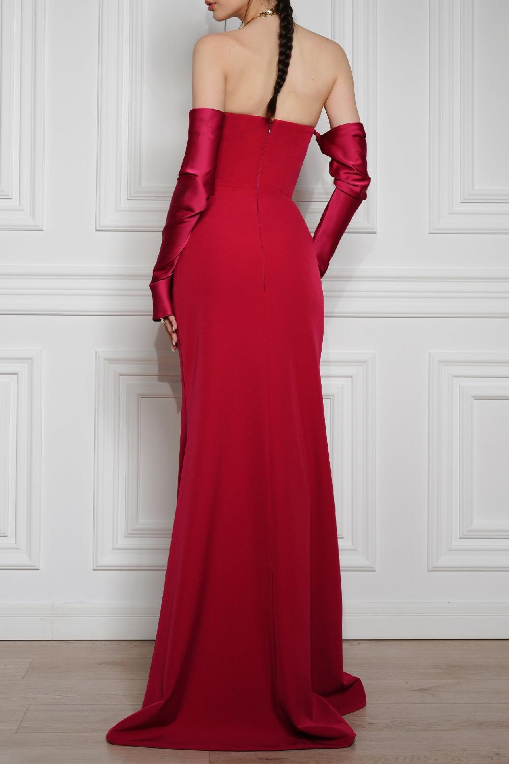 Rhea Costa Aairah Crepe Satin Dress In Cherry