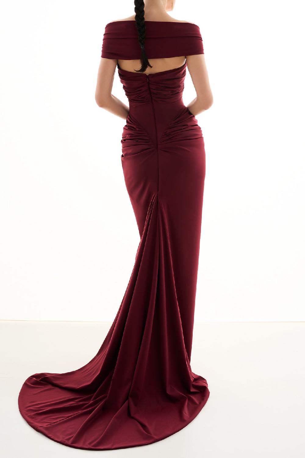 Rhea Costa Adara Long Dress In Burgundy