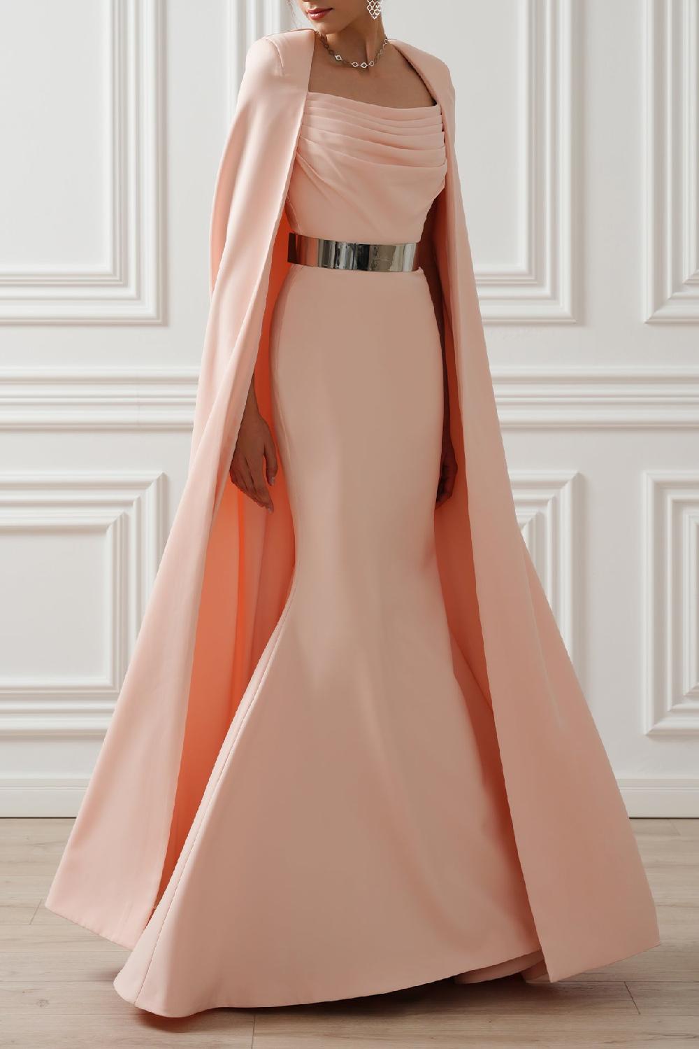 rhea costa Aesha Long Dress In Soft-Peach
