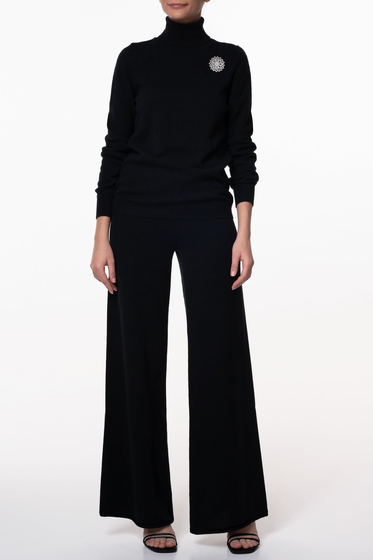 Rhea Costa Akeem Cashmere Wide-Leg Pants In Black