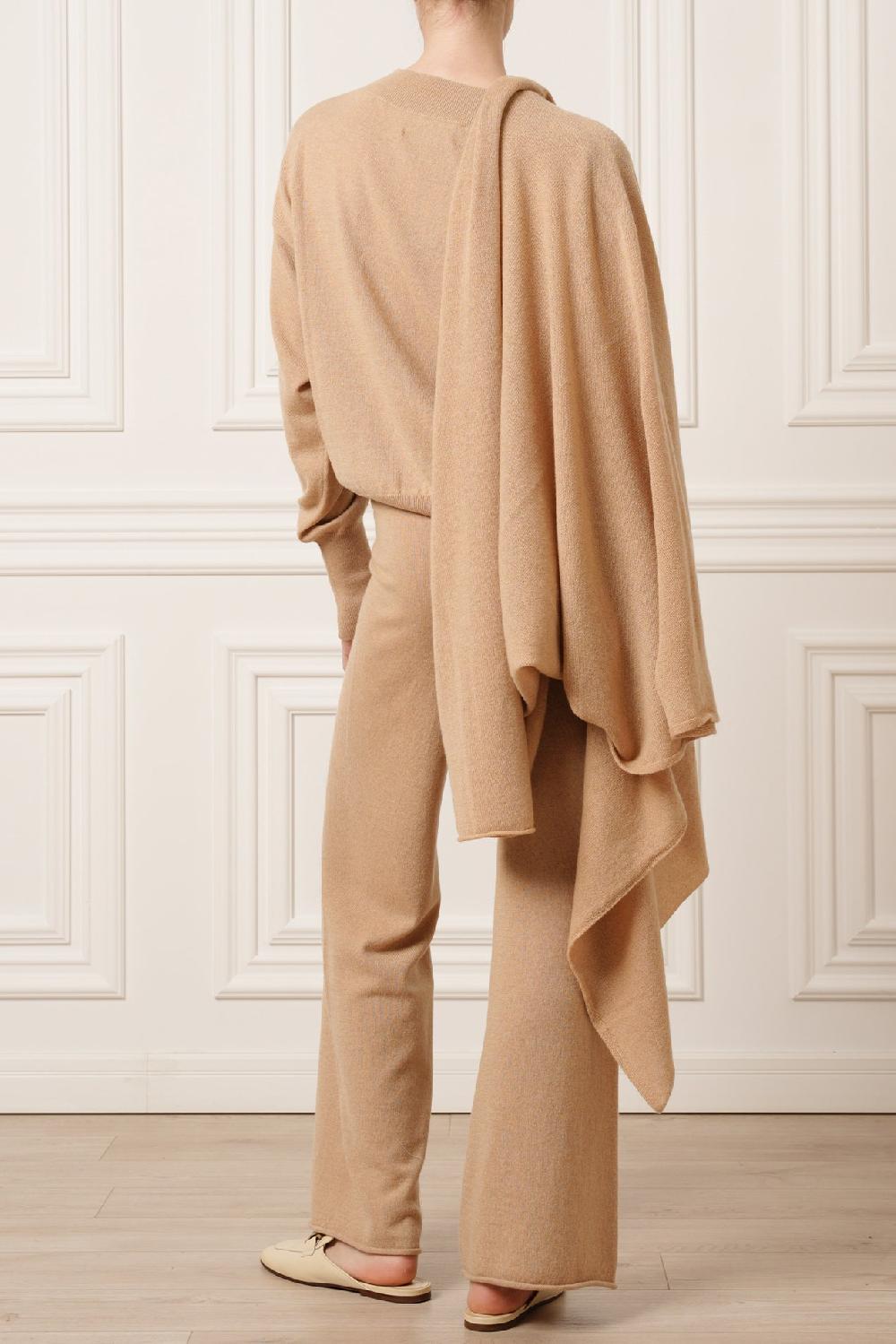 Rhea Costa Akeem Cashmere Wide-Leg Pants In Dune