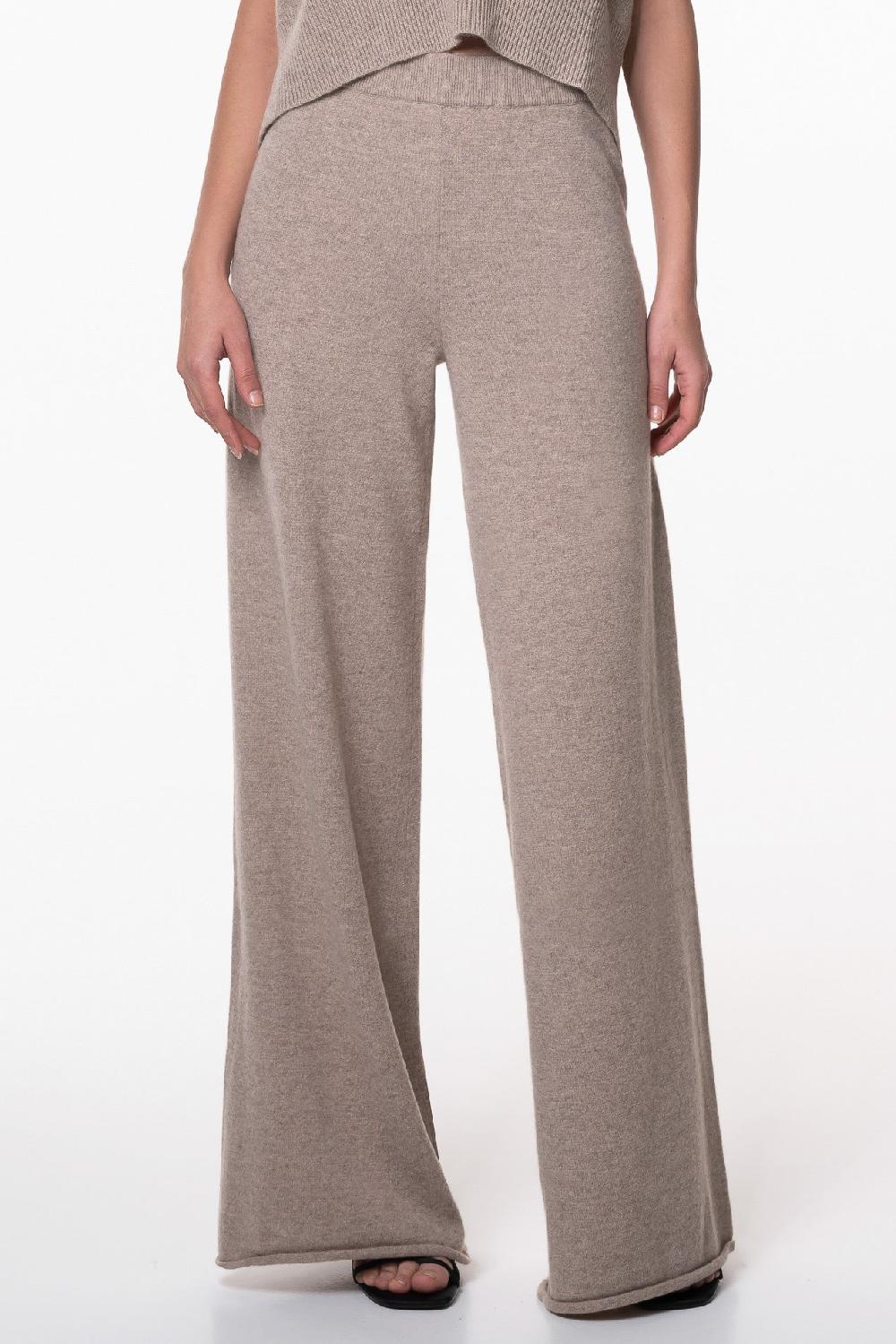 Rhea Costa Akeem Cashmere Wide-Leg Pants In Sesame